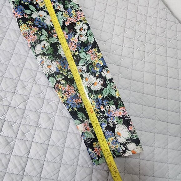 Vtg Lorisa Sheer Blouse Black Multi-Color Floral Print 1970s Button Up Top - Picture 8 of 9